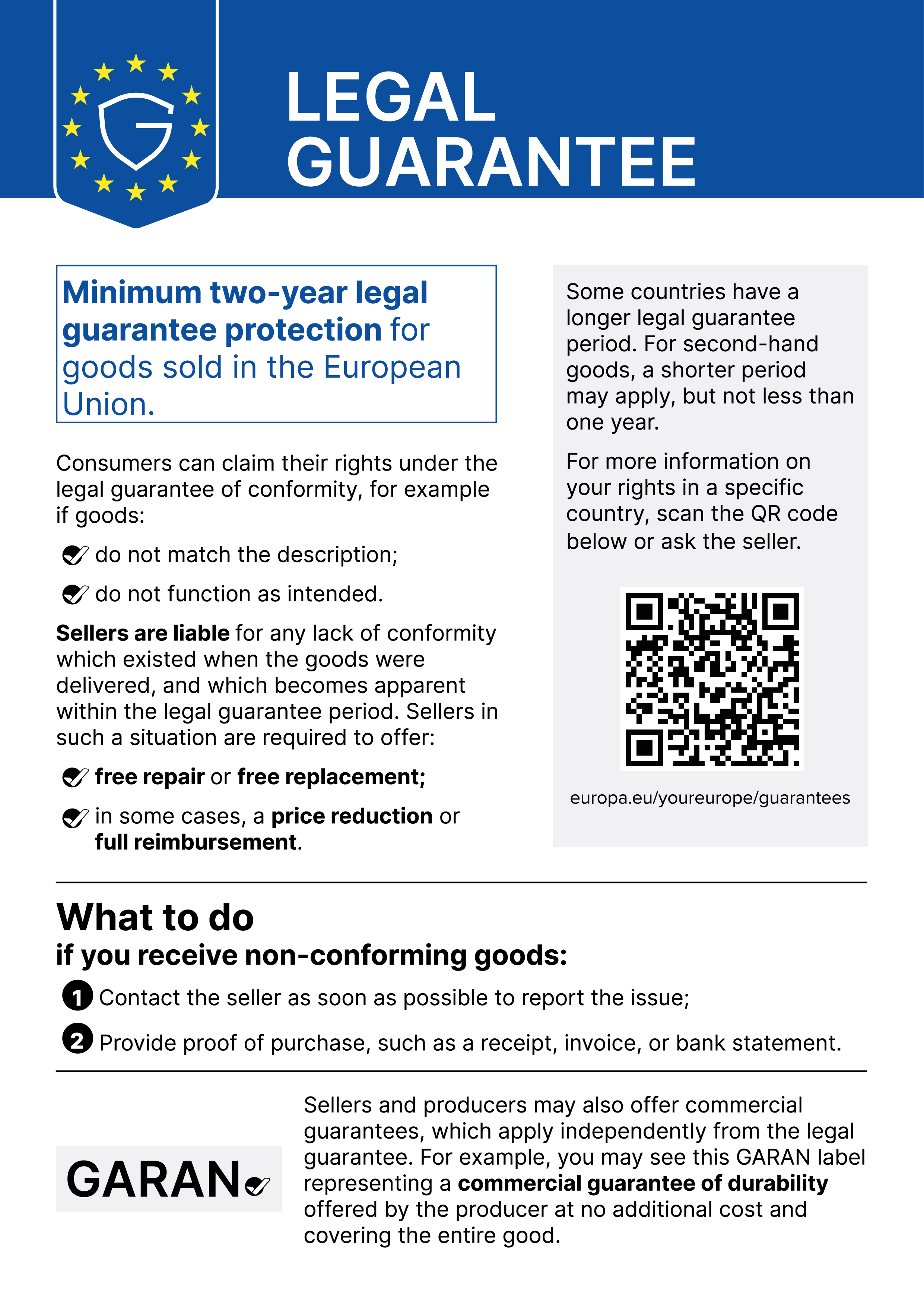 Notice on the statutory legal guarantee